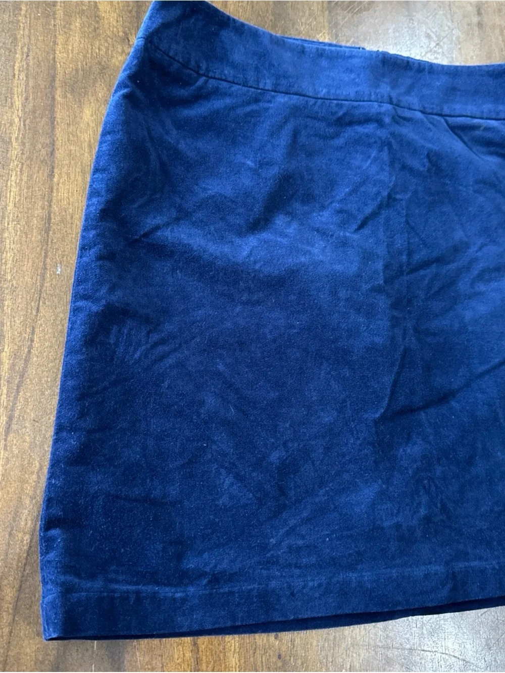 Talbots Petites Blue Velvet Pencil Skirt 10 P Stretch Preppy Academia Holiday